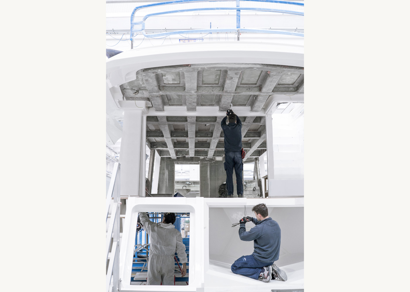 MCY workers focused on the MCY 86 deck.