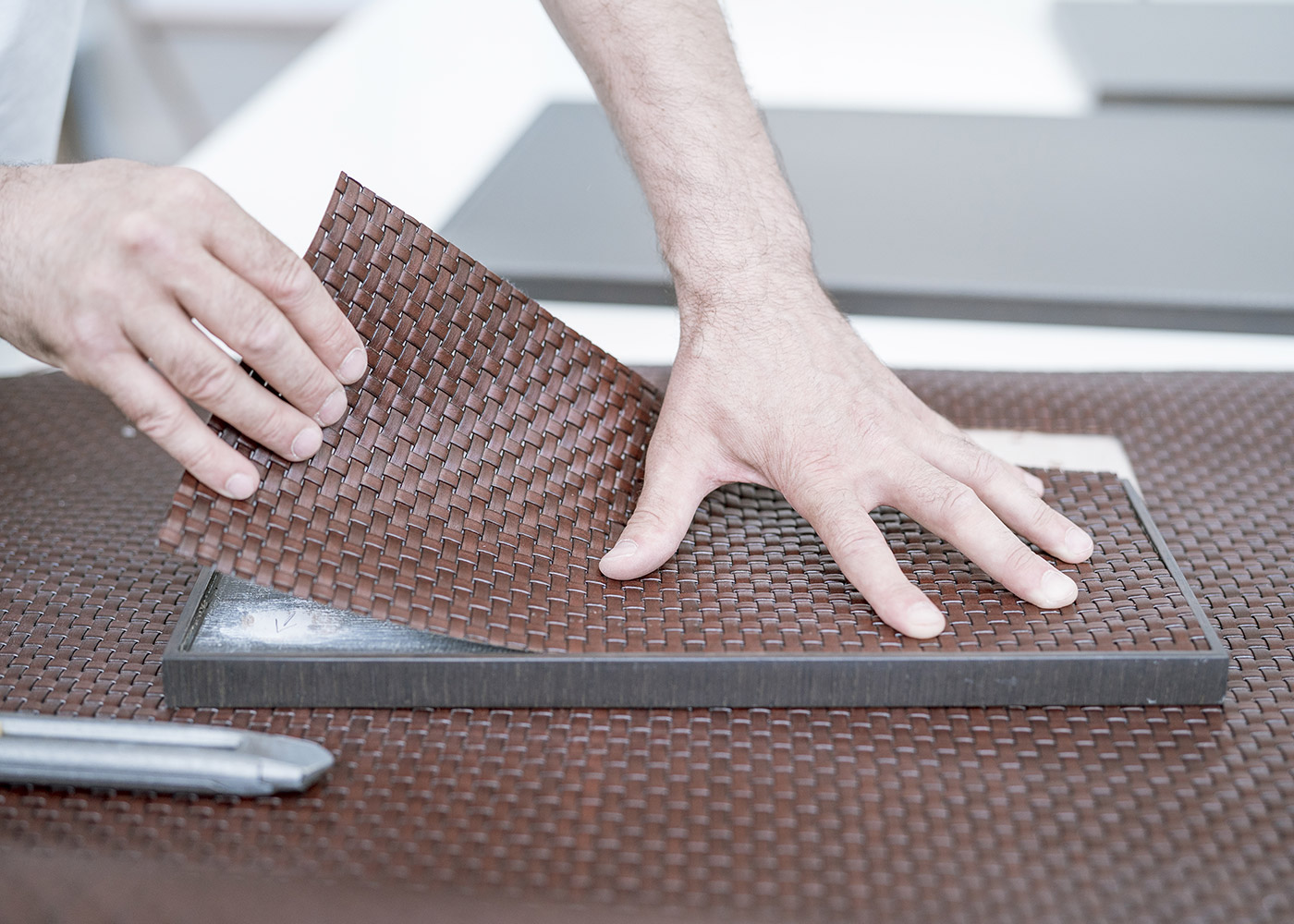 Braided leather coating.